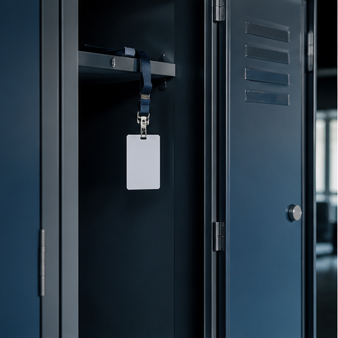 Lege werklocker met toegangspas na ontslag