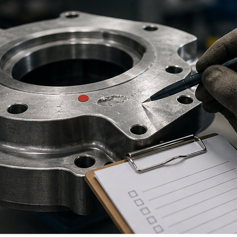 Inspectie van een gebrekkig geleverd machineonderdeel