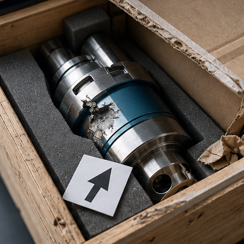 Beschadigd product in een geopende transportkist