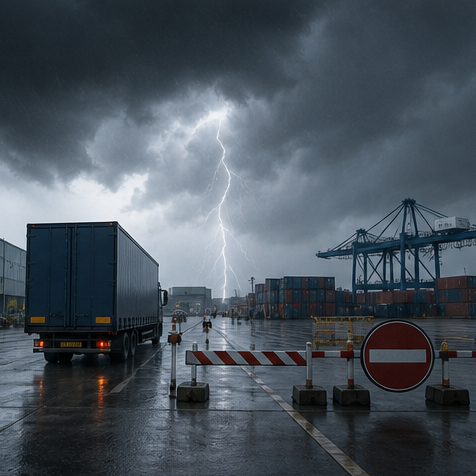 Logistieke route geblokkeerd door onverwacht noodweer