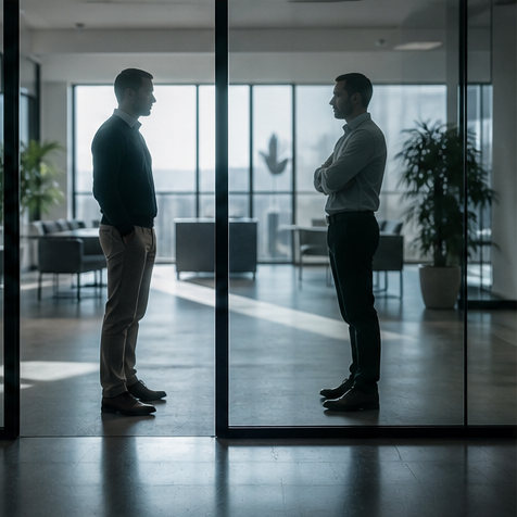 Twee aandeelhouders tegenover elkaar bij een conflict