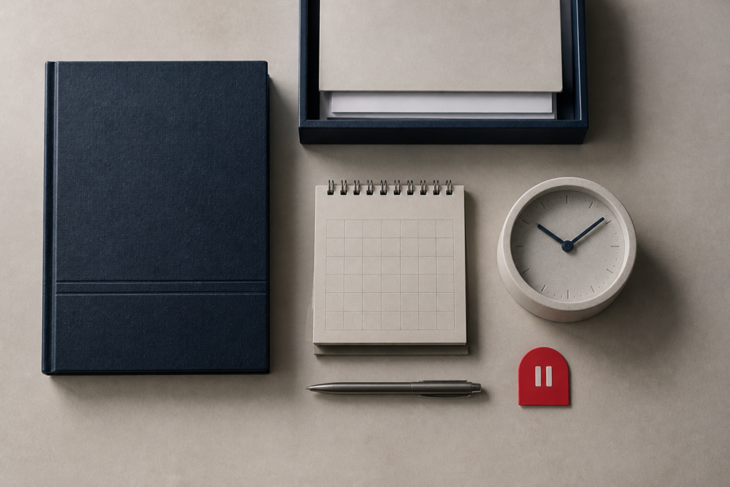 Personeelsdossier, kalender en pauzemarkering bij loonstop van een zieke werknemer