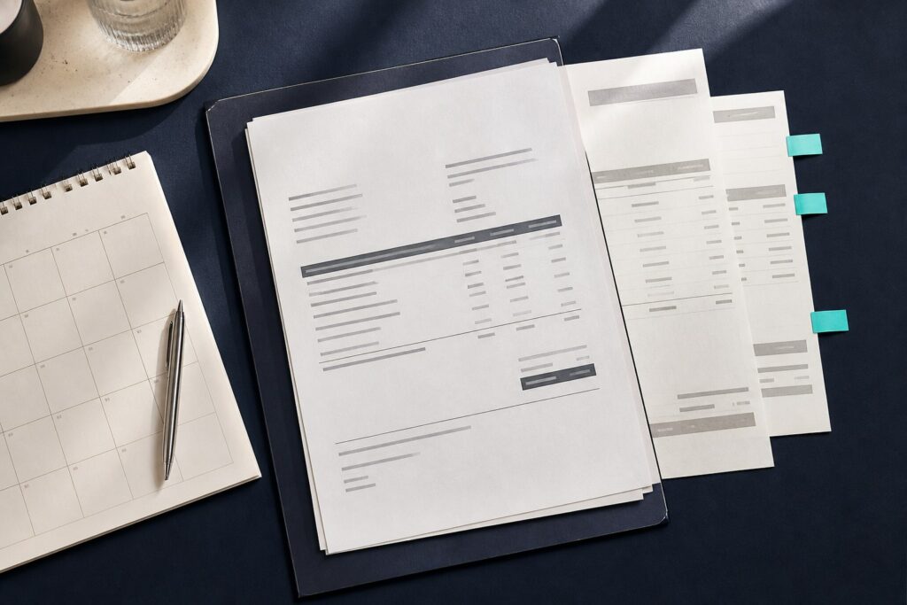 Openstaande zakelijke factuur met vervaldatum en incassostappen