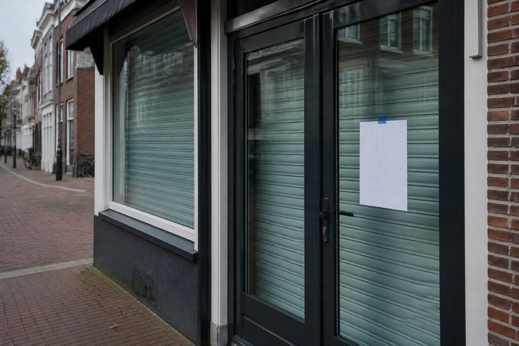 Gesloten bedrijfspand na een besluit van de burgemeester